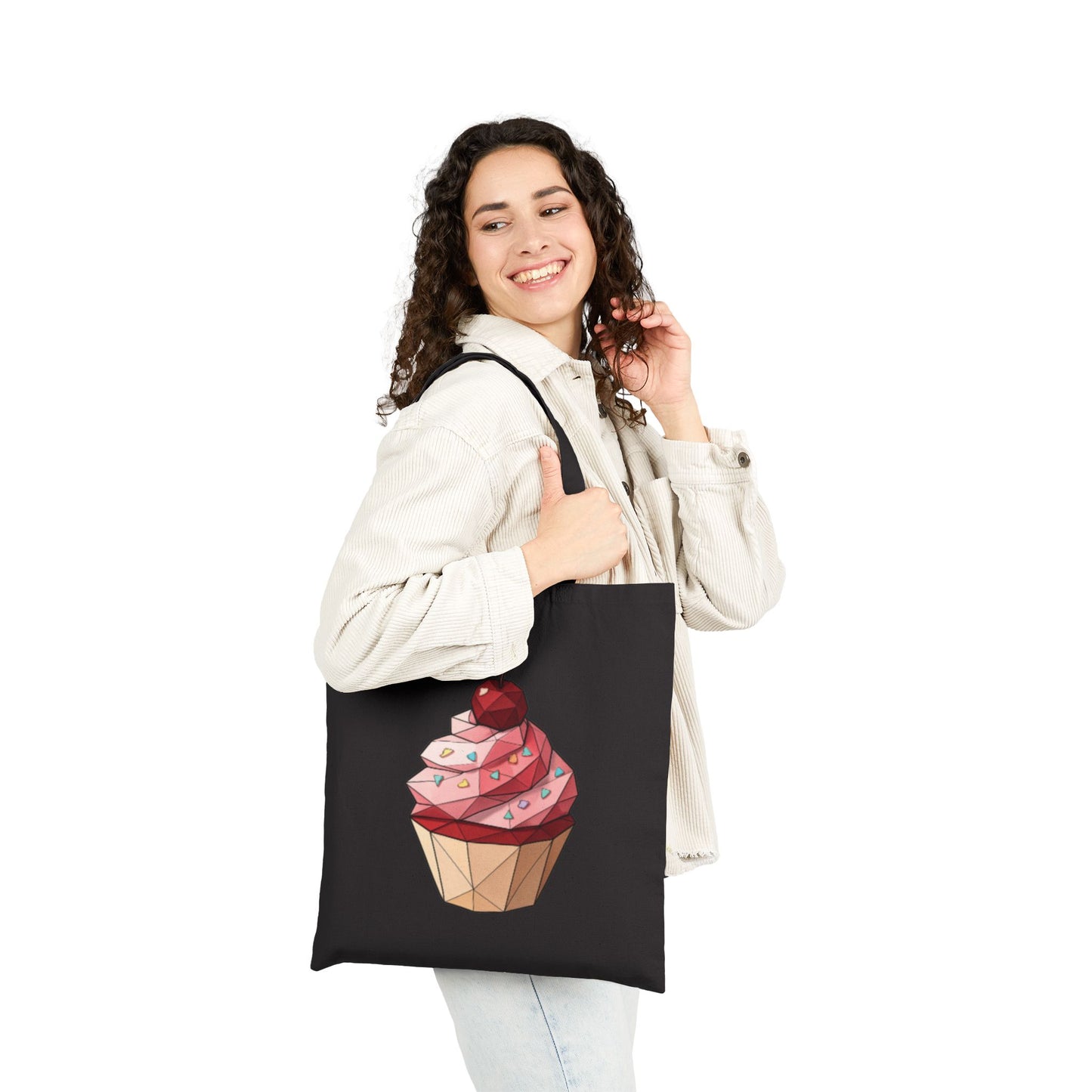 Cupcake and Vintage Logo Canvas Tote Bag | Eco-Friendly, Grocery, Shopping, Gift, Everyday Use