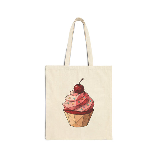 Cupcake and Vintage Logo Canvas Tote Bag | Eco-Friendly, Grocery, Shopping, Gift, Everyday Use