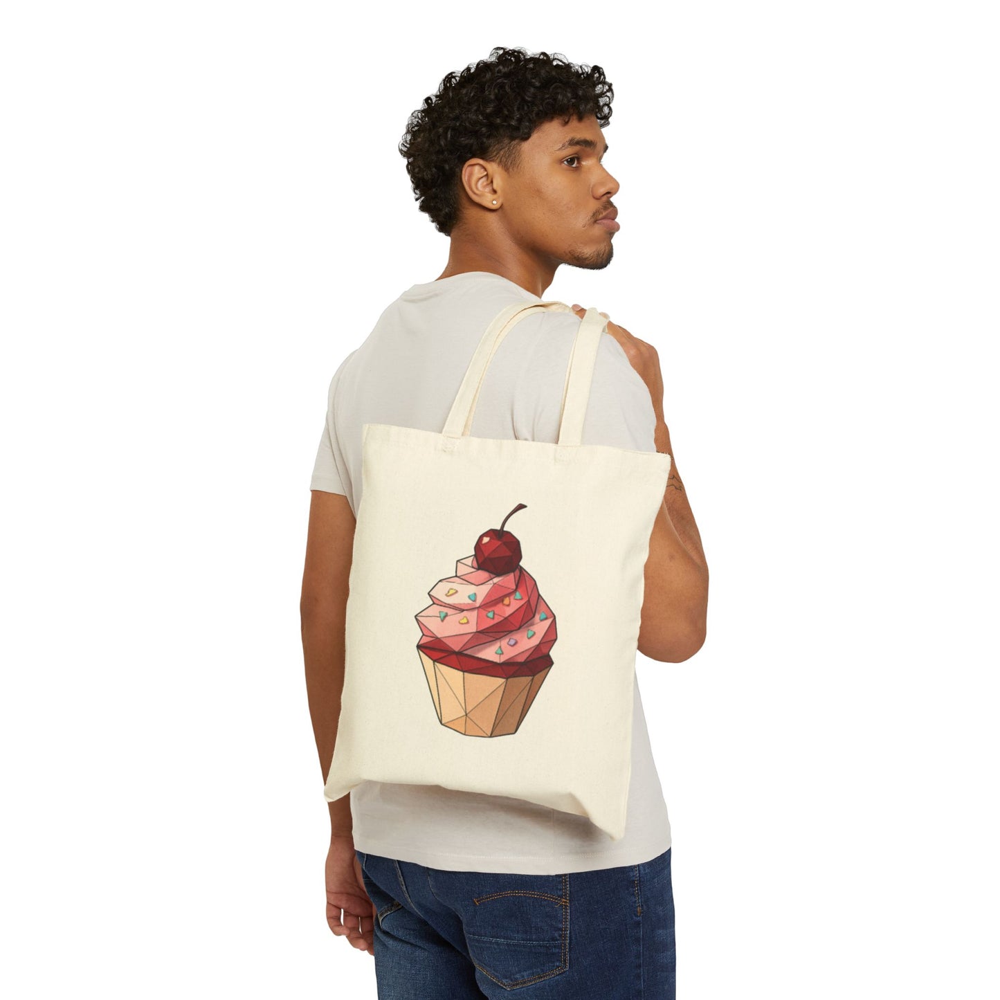 Cupcake and Vintage Logo Canvas Tote Bag | Eco-Friendly, Grocery, Shopping, Gift, Everyday Use