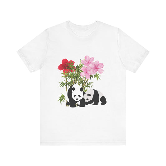 Cute Panda Floral Tee, Unisex T-Shirt, Nature Lover Gift, Animal Shirt, Casual Wear, Adventure Shirt