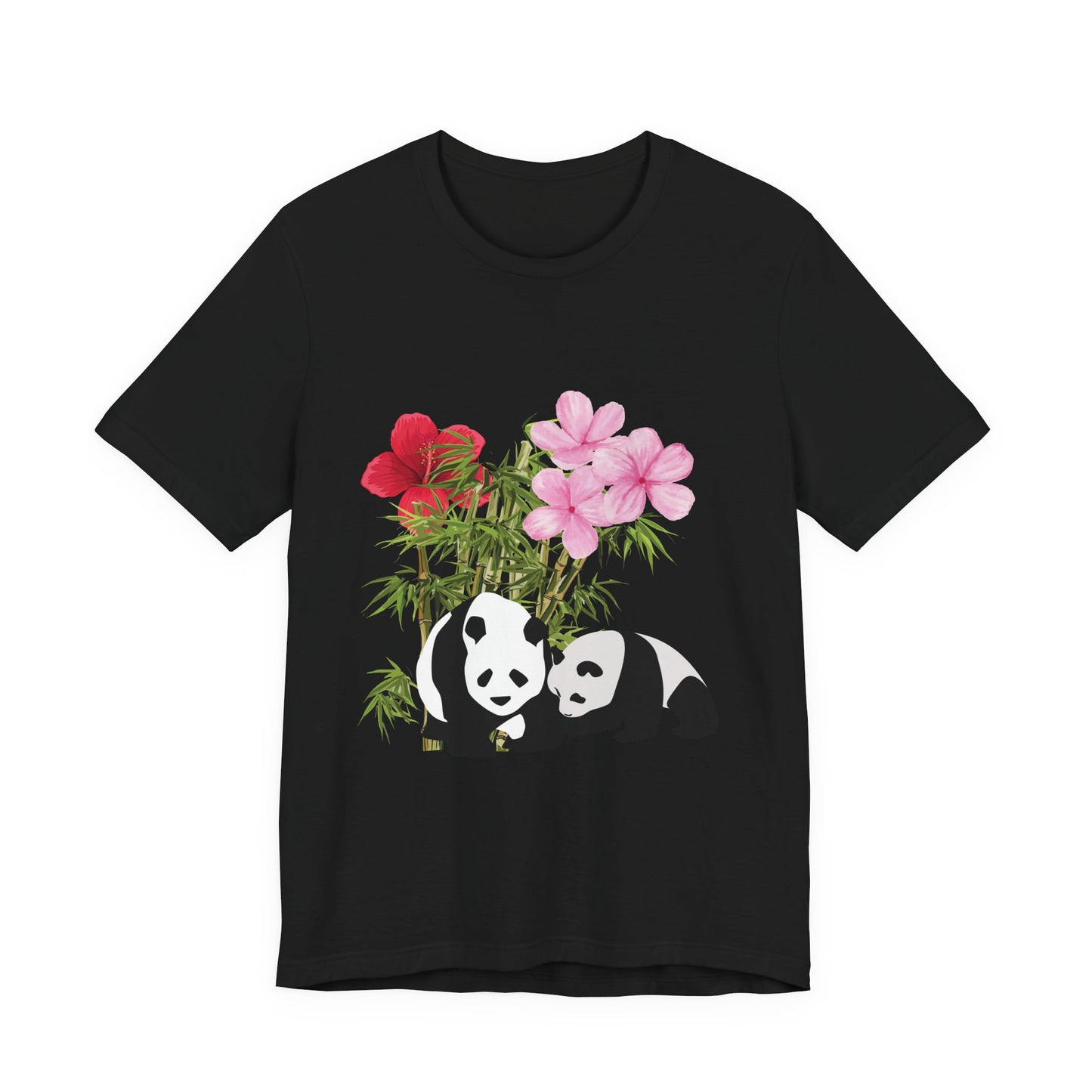 Cute Panda Floral Tee, Unisex T-Shirt, Nature Lover Gift, Animal Shirt, Casual Wear, Adventure Shirt