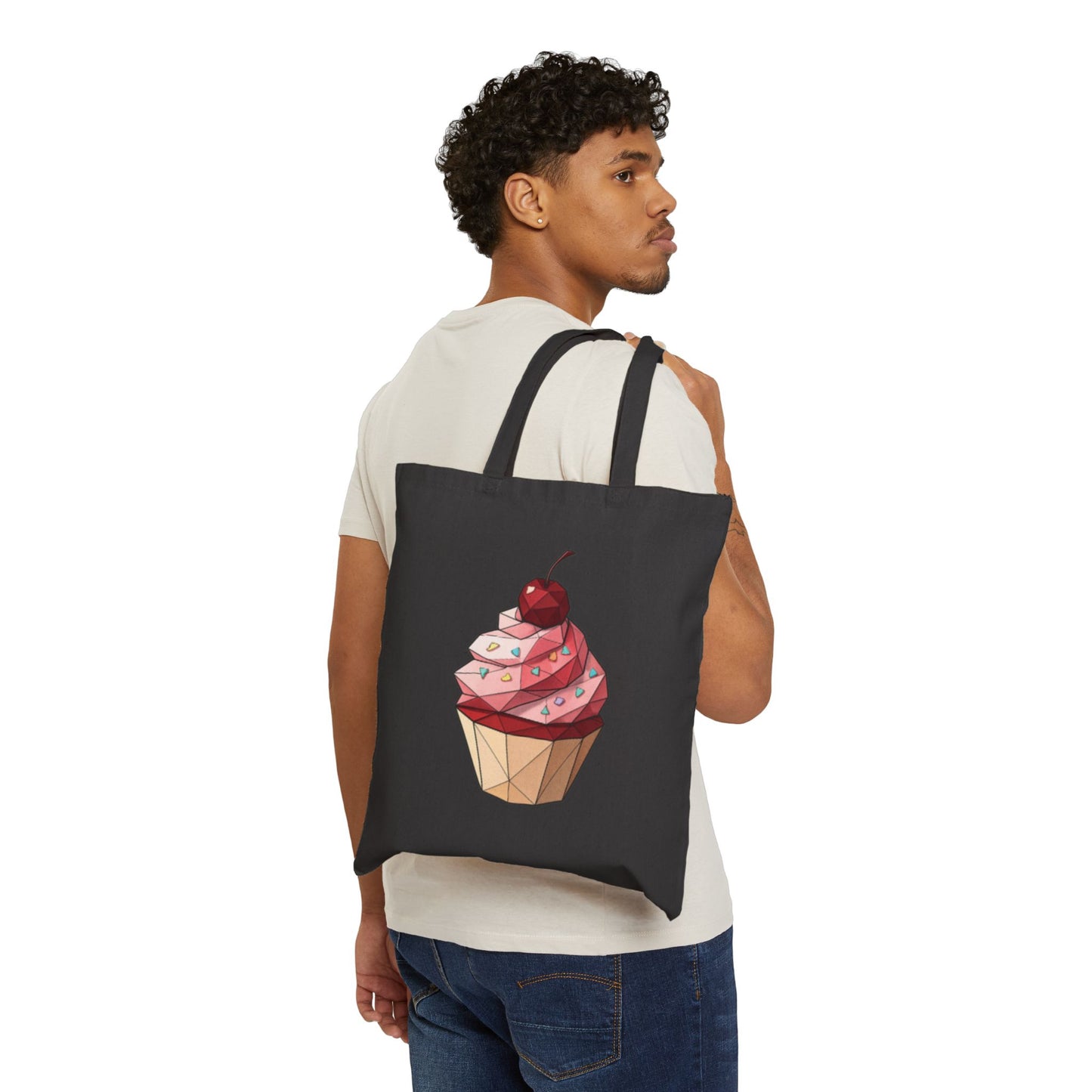 Cupcake and Vintage Logo Canvas Tote Bag | Eco-Friendly, Grocery, Shopping, Gift, Everyday Use